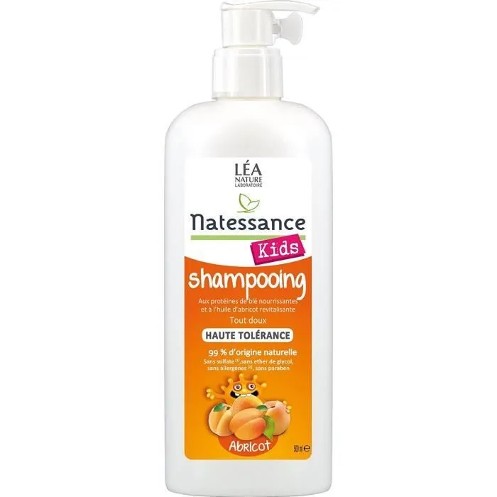 Shampooing Abricot pour Enfants - Natessance - 500ml - Doux et Soyeux - Sans Paraben-0