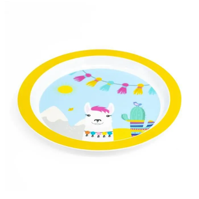 Mill'O Bébé - Coffret 5 pièces Lama jaune (Assiette + bol + gobelet + 2 couverts)-1