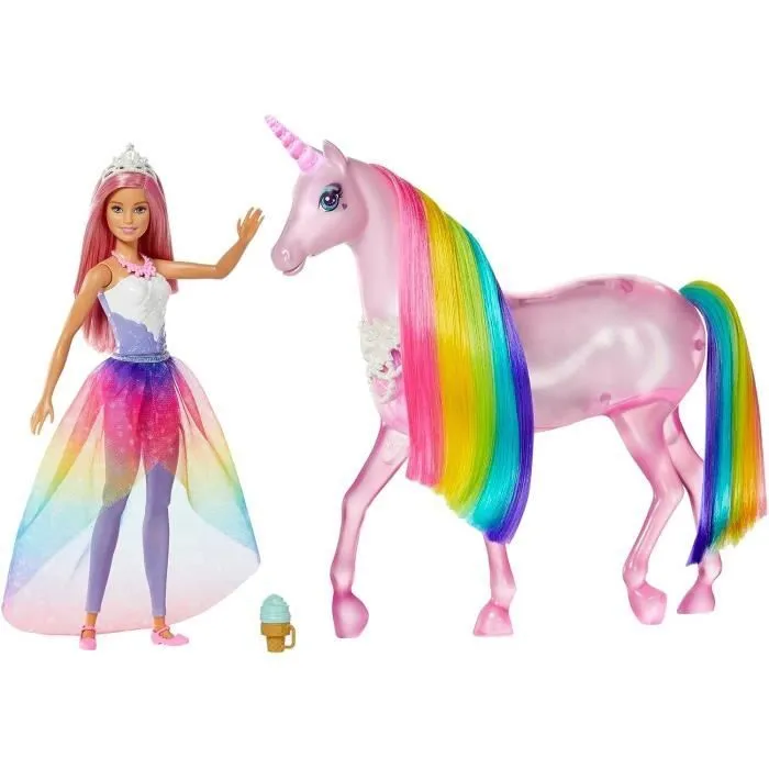 Licorne rose Lumières Magiques Barbie Dreamtopia - BARBIE - Plusieurs séquences sonores et lumineuses-1