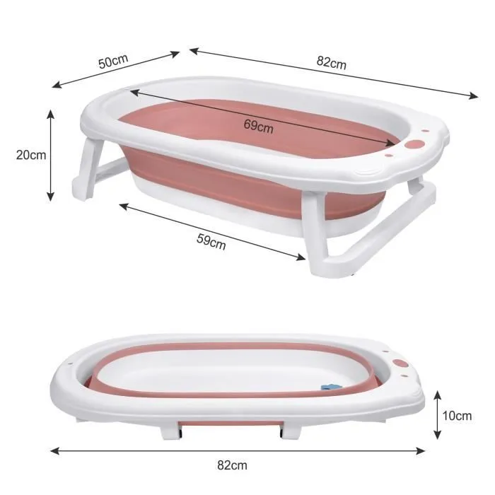 LARS360 Baignoire Pliable Bébé Pliante avec Coussin de Bain Baignoire Bébé Ergonomique pour Bébés et Nouveau-nés (Rose)-2