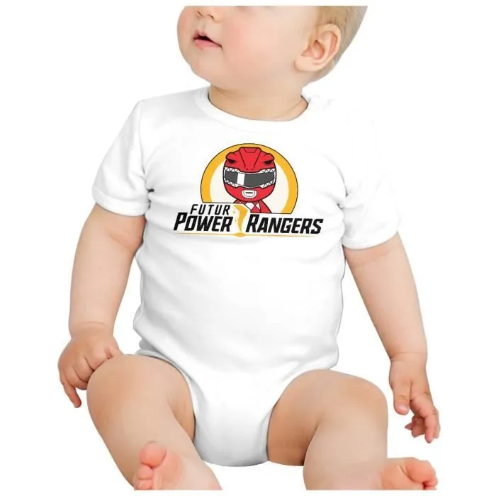 Body Bébé Manche Courte Blanc Futur Power Rangers-1
