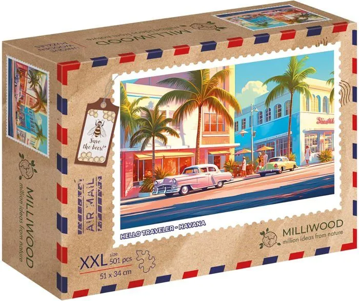 Puzzle en bois de forme Irrégulière - Série Hello Traveler - Havana - 51x34 cm - 500 Éléments - Milliwood-2