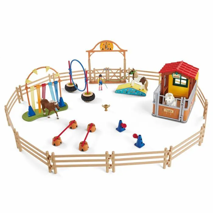 Schleich - 72149 - Agility dans la boite a Chevaux, des 3 Ans, Farm World - Coffret, 38.7 x 11 x 23-1
