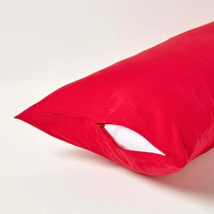 Taie d'oreiller Rouge - HOMESCAPES - 100% Coton égyptien - 40 x 80 cm-2