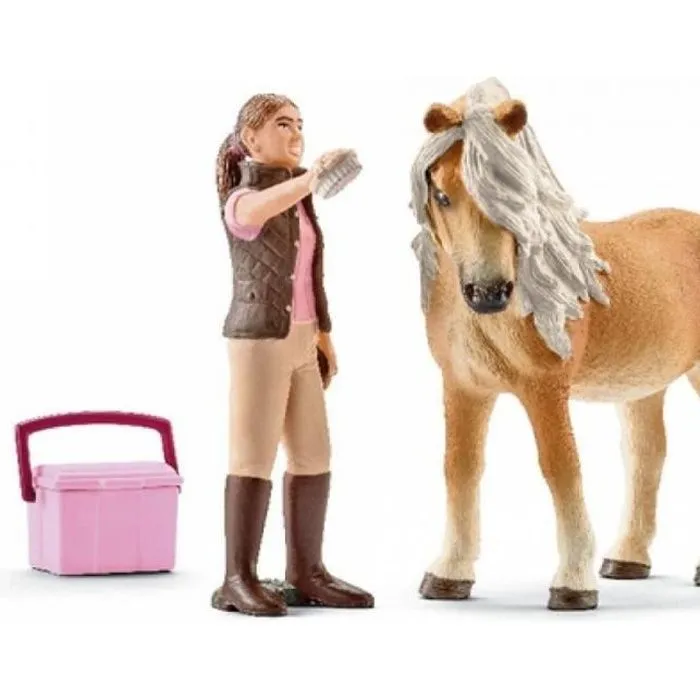 Figurine Schleich - Cheval - Palefrenière avec jument islandaise-0