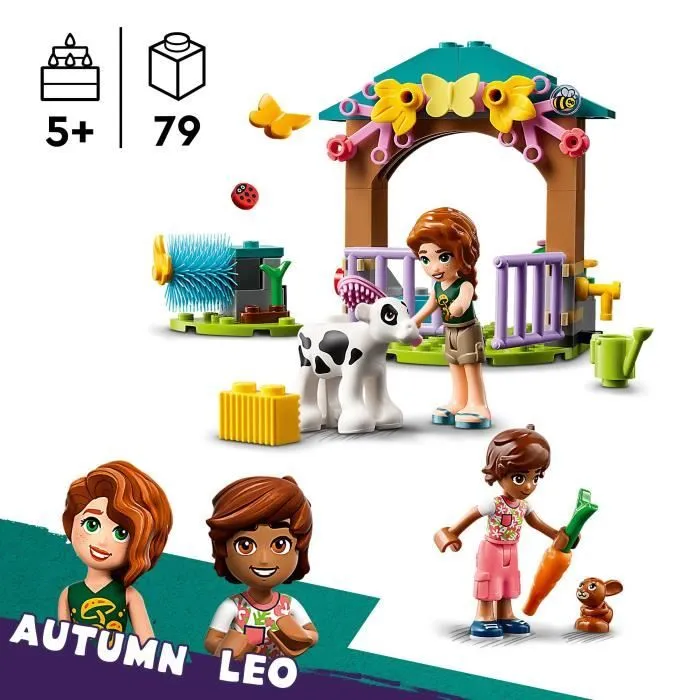 LEGO® 42607 Friends L’Étable du Veau d’Autumn, Jouet de Ferme avec Animaux pour Enfants, 2 Figurines, Figurine de Lapin-1