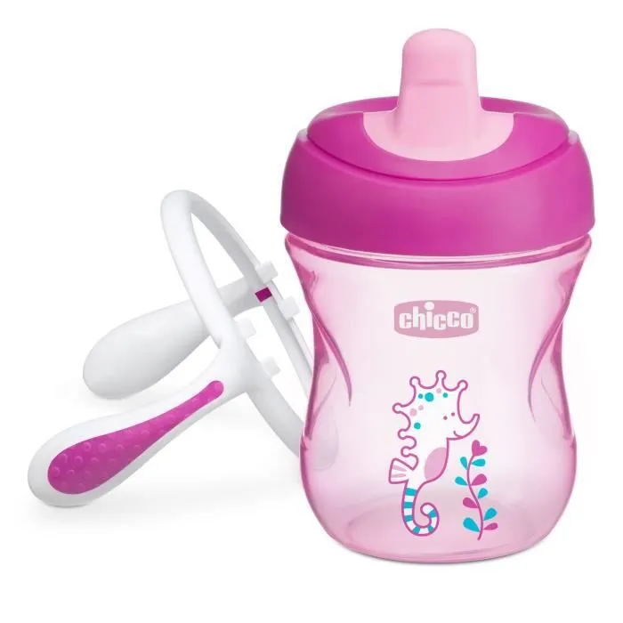 Chicco Tasse Training à Bec Rigide Ours Rose +6m 200ml 1 unité-2
