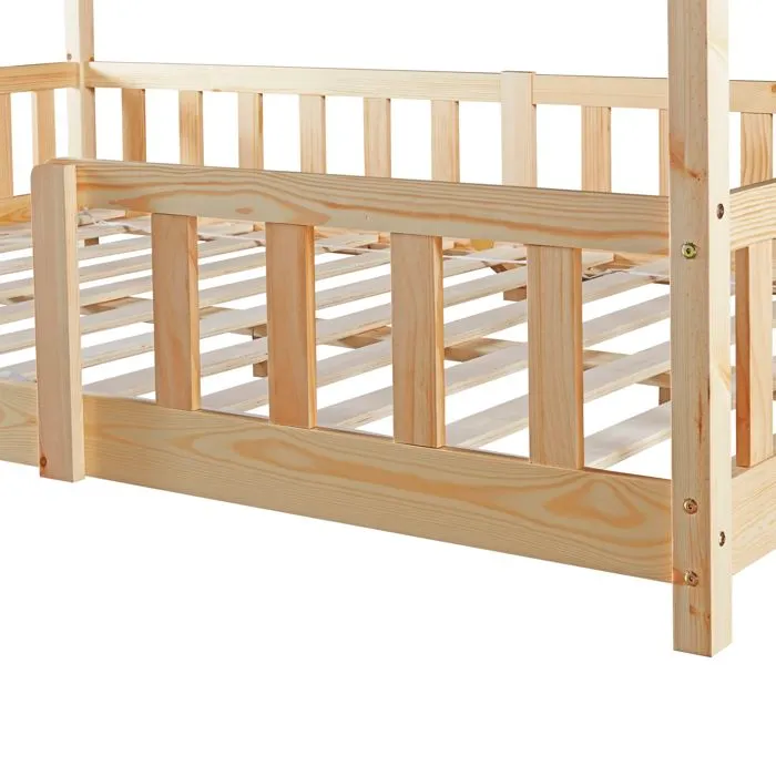 Lit d'Enfant Design Forme Maison Sisimiut Pin 200 x 140 cm Naturel-5