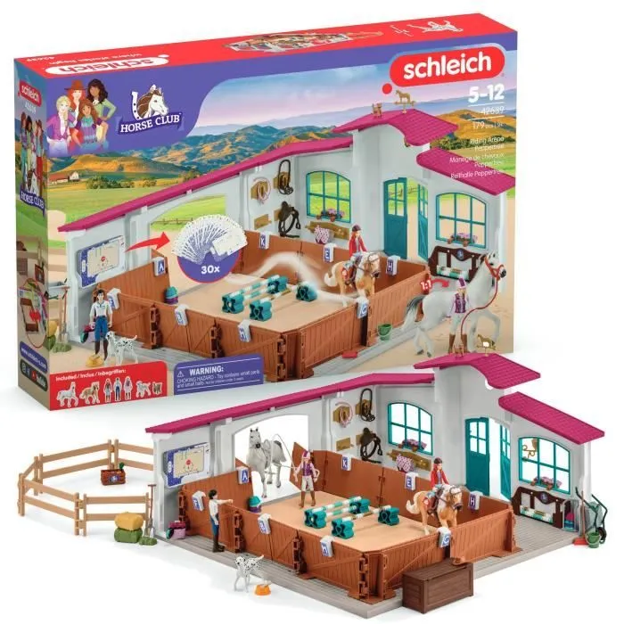 Grand Manège Equestre, Coffret figurine et accessoires, Schleich 42639 Horse Club, Pour enfant dès 5 ans-0
