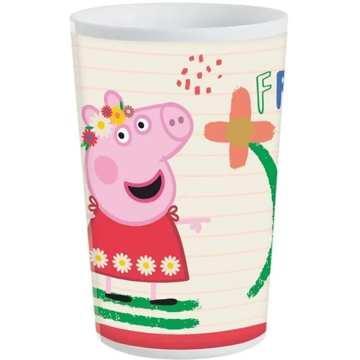 FUN HOUSE Peppa pig Ensemble repas - 1 assiette ø 22 cm, une assiette creuse ø 16 cm et un verre 220 ml - Pour enfant-1
