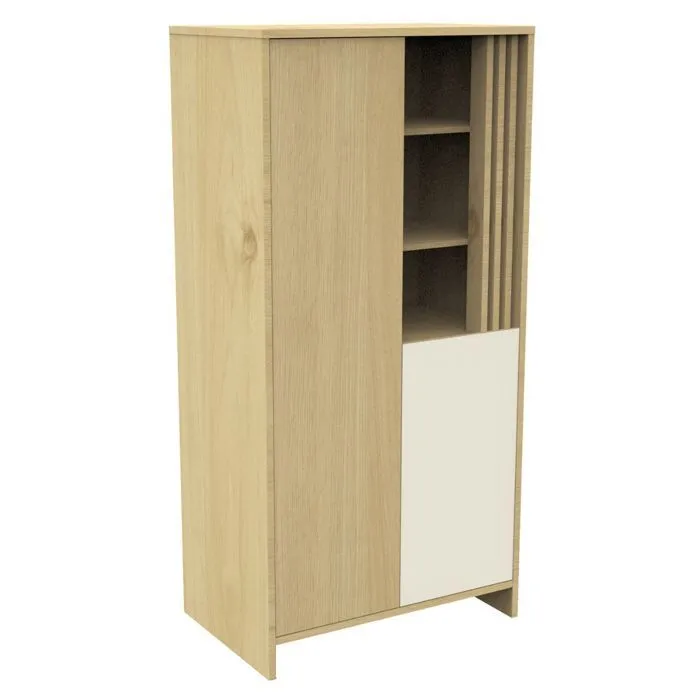Armoire 2 portes et 1 niche avec claustra en bois décor chêne Suave-1