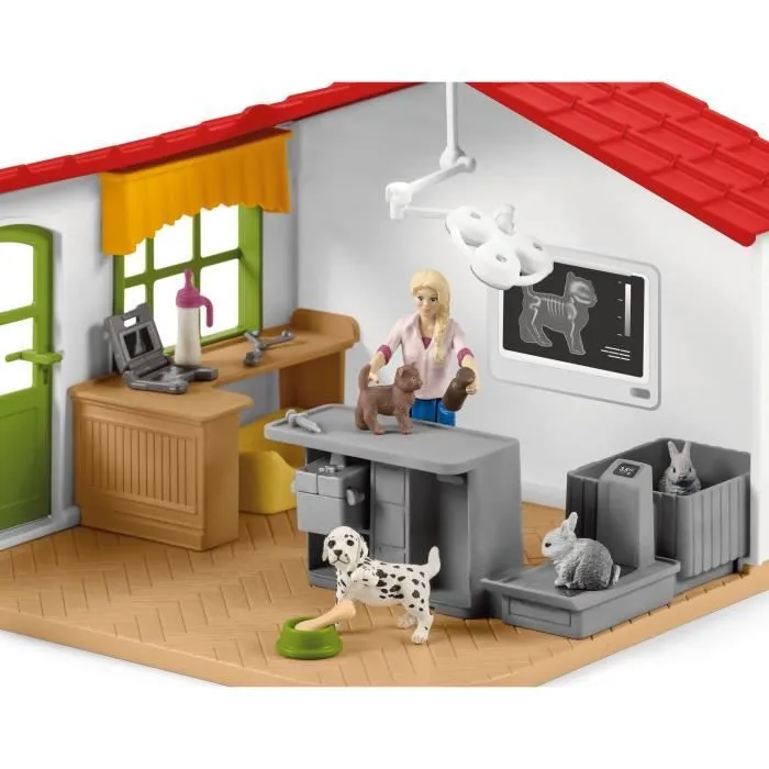 Cabinet vétérinaire avec animaux, coffret de 43 pièces avec figurine vétérinaire, animaux et accessoires, jouets animaux de la-5