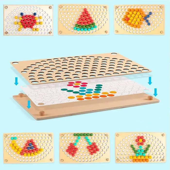 MARAYAN, Montessori, Jeu de motricité Fine en Bois, Jeux perles enfant 3 4 5 ans, Colorino arc en ciel,Jeu éducatif Cadeau fille-3