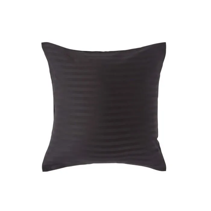 Taie d'oreiller Noir 100% coton Egyptien 330 fils 40 x 40 cm - HOMESCAPES - Carré - Rayures-0