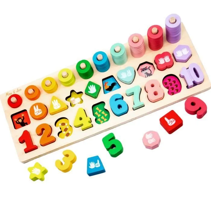 Jouet en bois Playboard - Max & Léa - Outil d'apprentissage complet 8 en 1-0
