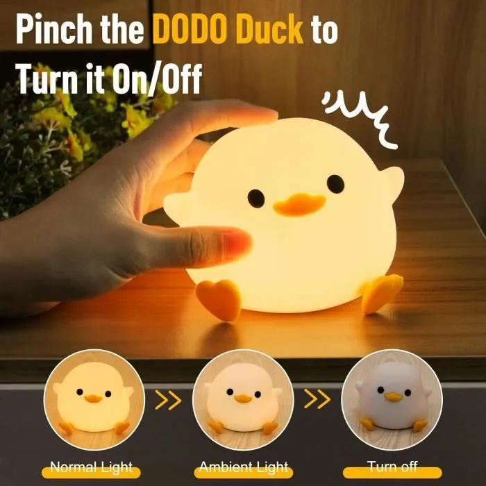 Veilleuse Canard pour enfants,Veilleuse BéBé avec Fonction de Gradation Tactile,USB Rechargeable Peut être Chronométré Veilleuse-2