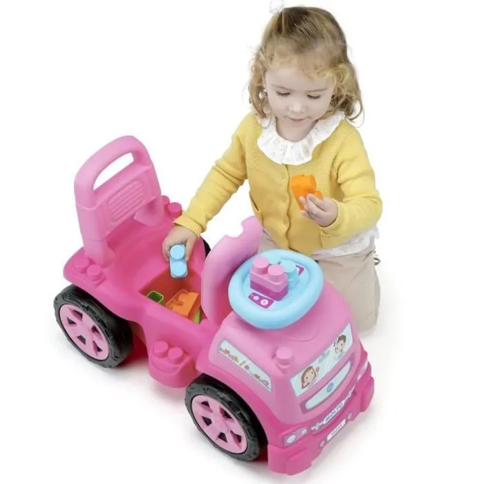 Jeu de construction - MOLTO - 3 x 1 camion rose avec 10 blocs - Mixte - Livré monté - A partir de 3 ans-2