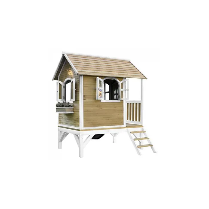 Maison Enfant avec Toboggan Gris - AXI - Tom - Bois - Extérieur-3