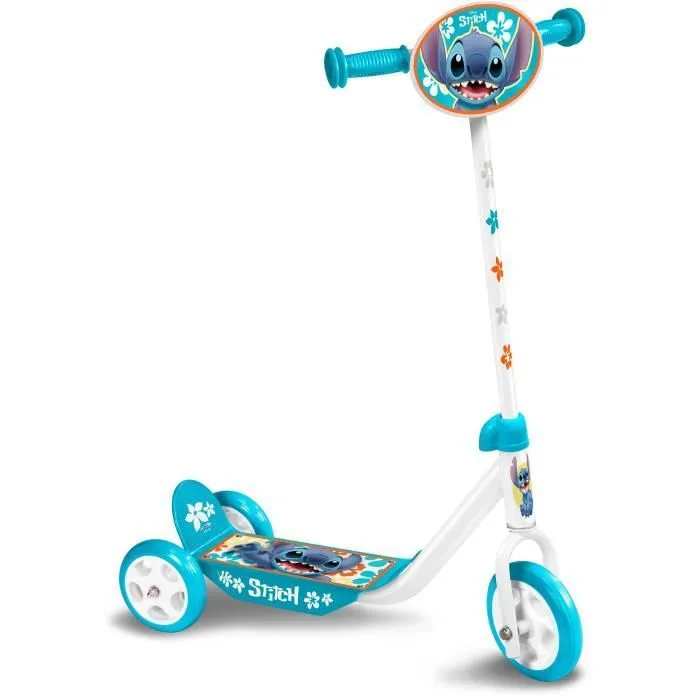 Trottinette 3 Roues - DISNEY - STITCH - Ajustable en hauteur - Large plateau antidérapant - Poignées anti-pincement-0