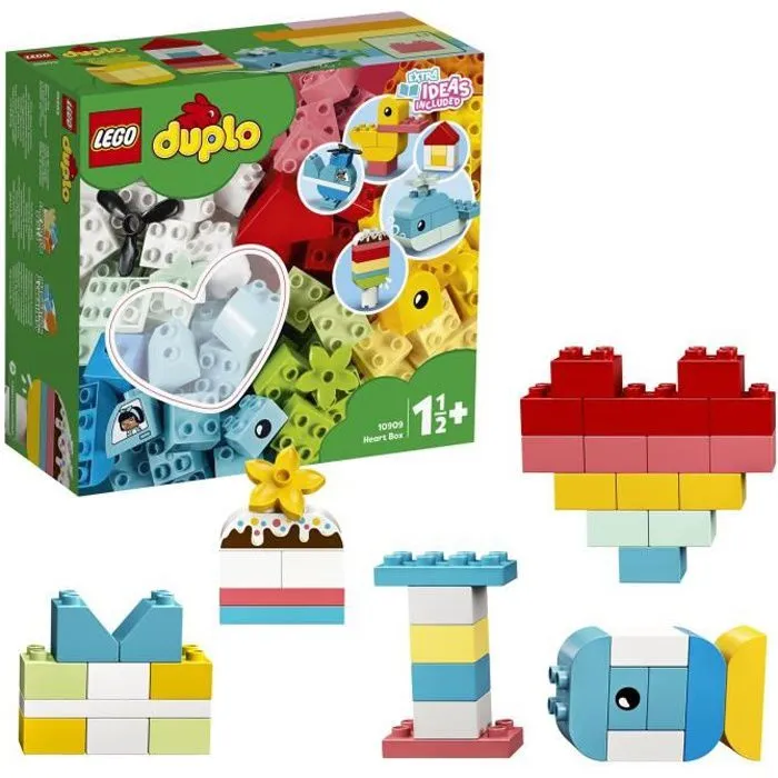 LEGO® 10909 DUPLO Classic La Boîte Coeur Premier Set, Jouet Educatif, Briques de construction pour Bébé 1 an et demi-0
