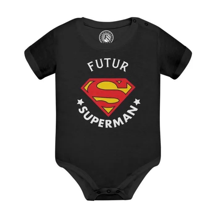 Body Bébé Manche Courte Noir Futur Super Hero Man Comics BD-0