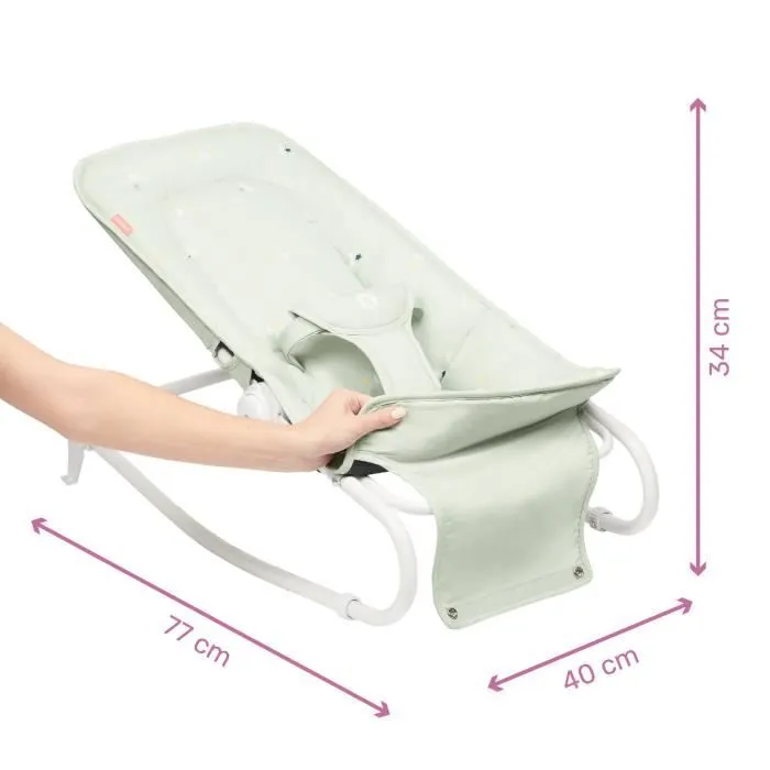 Transat pliable et ultra compact BADABULLE, arche de jeux, lichen / vert d'eau-6