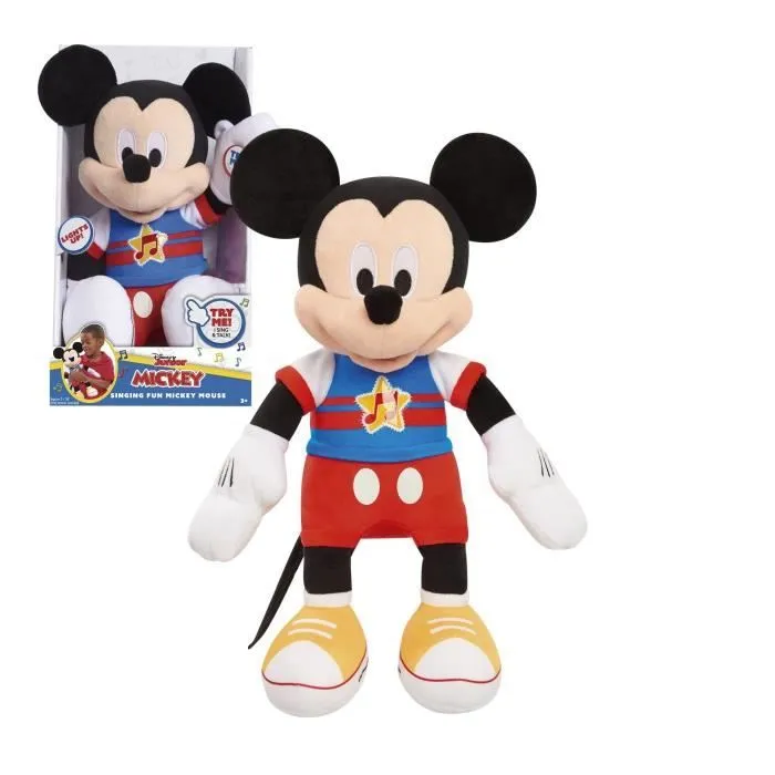 Mickey, Peluche musicale, avec fonctions sonores et lumineuses, 30 cm, Jouet pour enfants dès 3 ans, MCC13-1