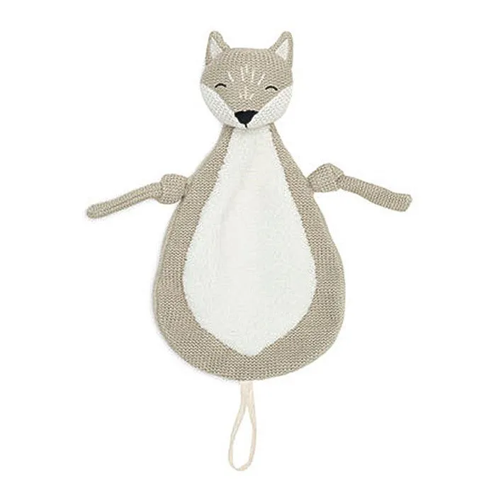 Attache Sucette doux Renard - JOLLEIN - Gris et blanc - Bébé - Porte tétine Bébé-0