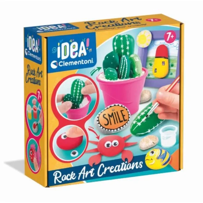 Jeu de loisirs créatifs - Clementoni - Créations galets - Peinture, galets, yeux autocollant - Enfant dès 7 ans-0