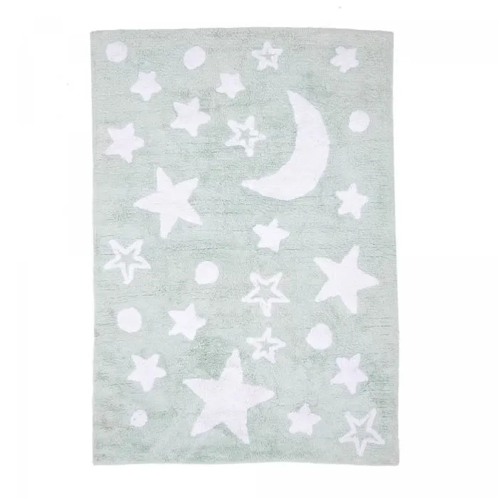 Tapis enfant - 80x140 cm - GOOD NIGHT 100% BIO Vert - Coton- Lavable 30° - UN AMOUR DE TAPIS-1