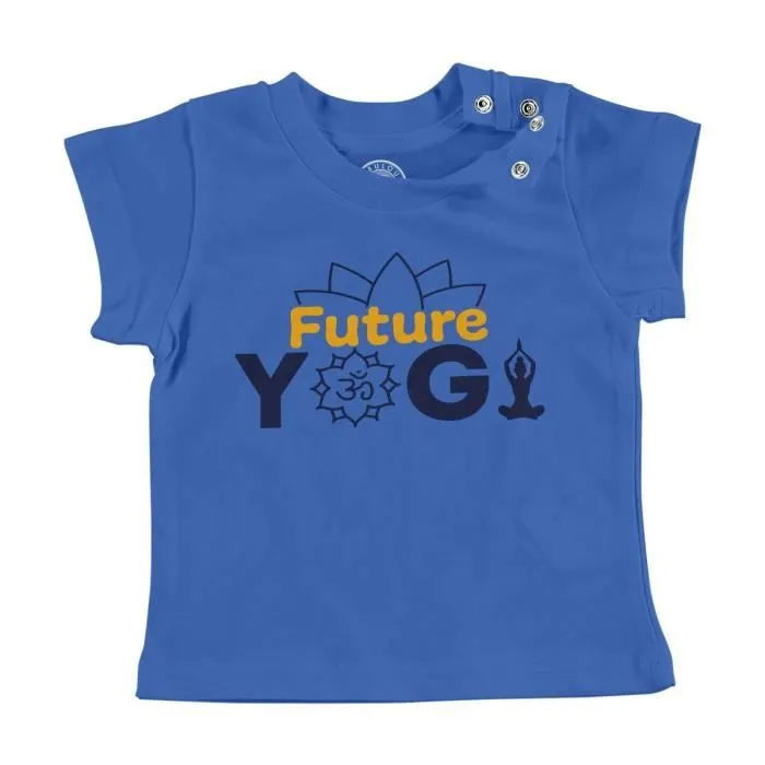 T-shirt Bébé Manche Courte Bleu Future Yogi Zen Yoga Maison-0