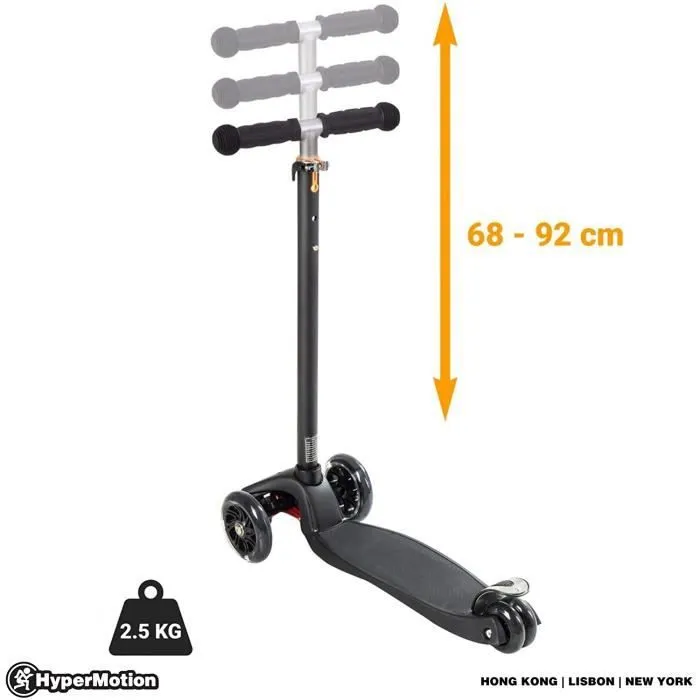 Trottinette - HyperMotion - ALAMO - 3 Roues - Lumière LED - Hauteur Guidon Réglable 68-92 cm-2
