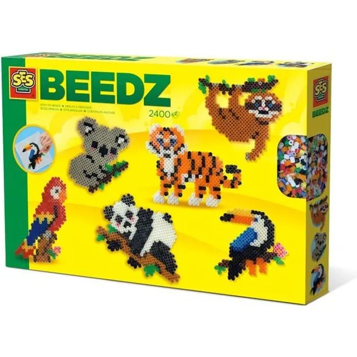 Jeu de perles de repassage - SES CREATIVE - Beedz Animaux de la jungle - 2400 pièces - Mixte - A partir de 5 ans-0