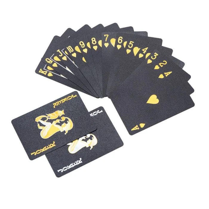 Lot de 3 Jeux de 54 Cartes "Waterproof" 8cm Noir-0