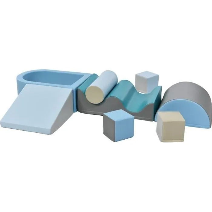 Modules de Motricité en Mousse souple -9 TLG Briques géantes multicolores pour se défouler & grimper en âge préscolaire & bébés-0