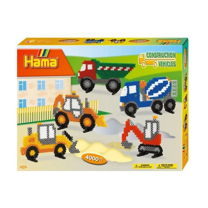 Boîte de perles - HAMA - Les engins de chantier - 4000 perles - Plaque camion - À partir de 5 ans-3