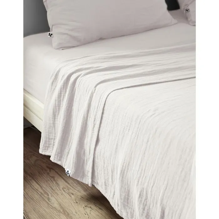 Drap plat 270 x 300 cm Double gaze de coton luxe Gaïa Blanc-0