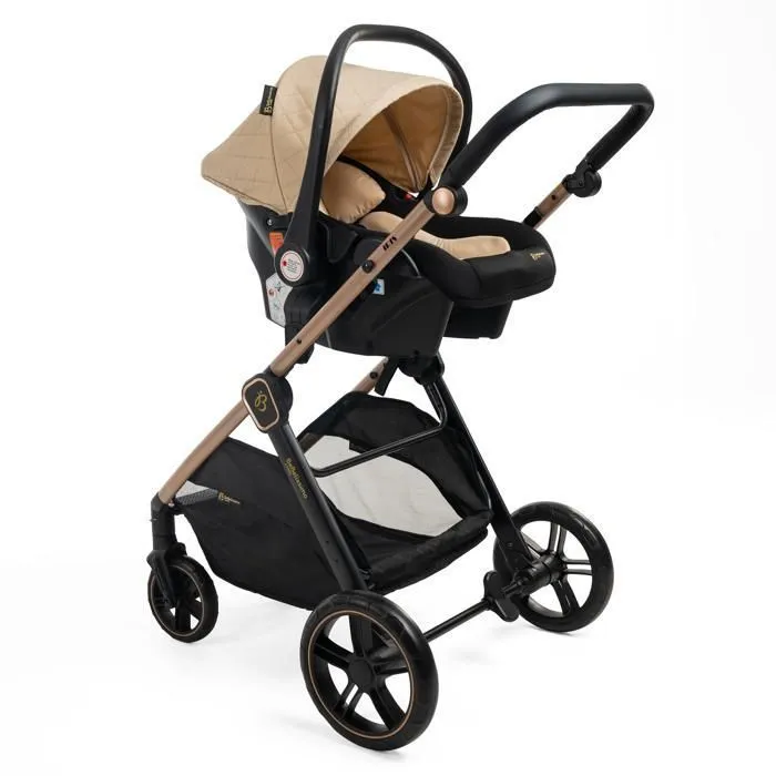 BEBELISSIMO - Poussette combinée trio 3 en 1 - siège auto 0+ IRIS – nacelle – dès la naissance – jusqu’à 22kg  - beige-2