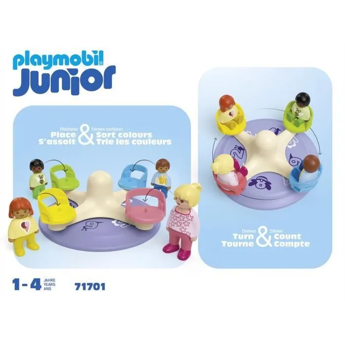 PLAYMOBIL Junior 71701 Enfants et tourniquet, Comprend quatre personnages et un tourniquet, Dès 1 an-7
