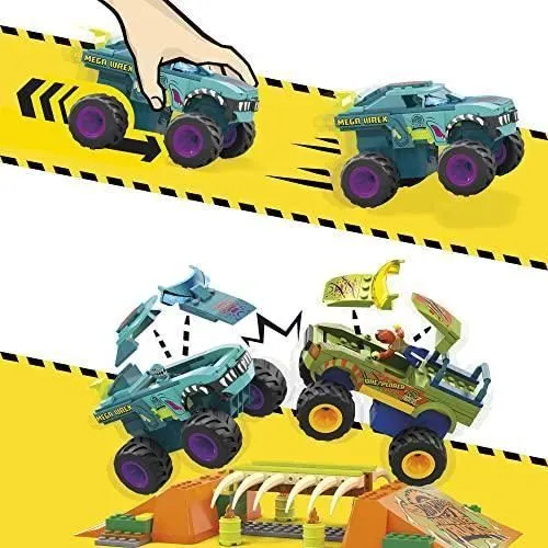 MEGA Hot Wheels Monster Trucks Tremplin Osseux Chocs et Fracas-1
