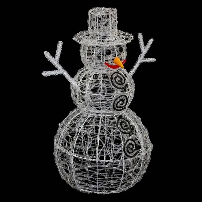 Bonhomme de neige lumineux extérieur H60cm 100 LED + transfo Feeric lights & christmas-2