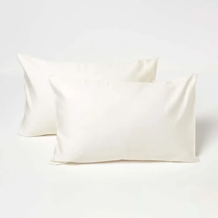 Taies d'oreiller enfant 40 x 60 cm en coton égyptien Bio 400 fils Crème, Lot de 2-0