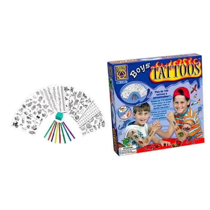 Tatouages Garçon - BSM - Plus de 150 motifs à colorier et appliquer-0