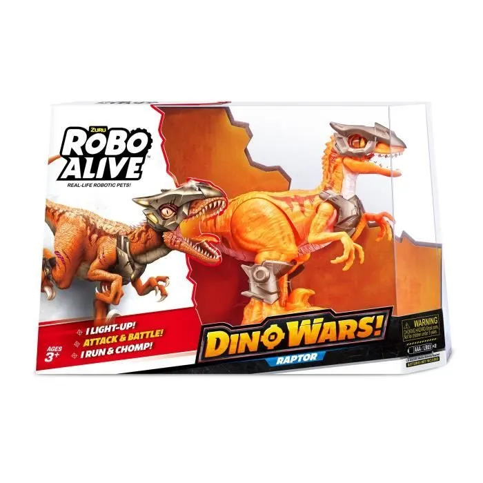 Jouet robotique - ZURU - Robo Alive Dino Wars Raptor - Armure, lumière et technologie avancée-0