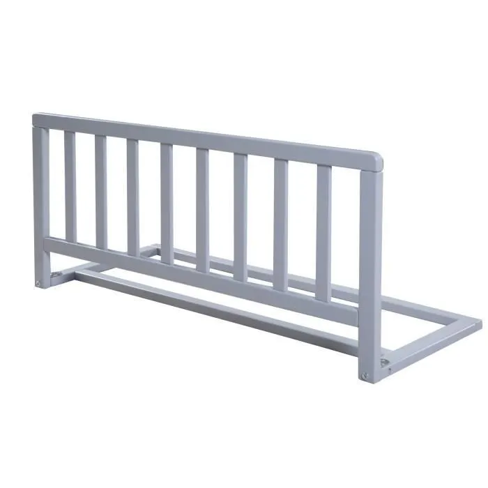 Barrière de Lit en Bois 90 cm ROBA - Protection Anti-Chute pour Bébés et Enfants - Gris-0