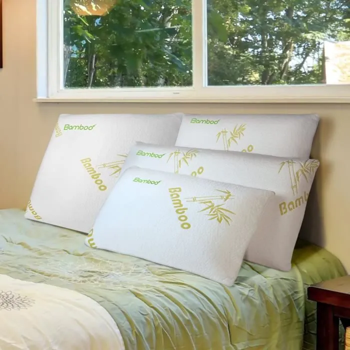 Oreiller Bamboo 30x50 Sampur | Mémoire de Forme Auto-ventilé | Équilibré | Épaisseur 10 cm | Déhoussable | Maintien Nuque Optimal-0