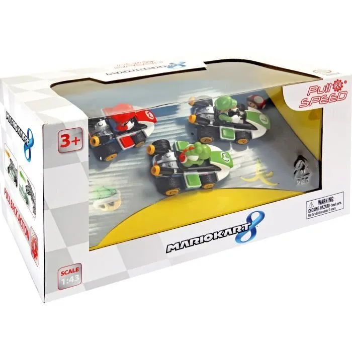 Pull & Speed - Voiture minitature - CARRERA - Mario Kart™ - Pack de 3 - Echelle 1:43 - Dès 4 ans-1
