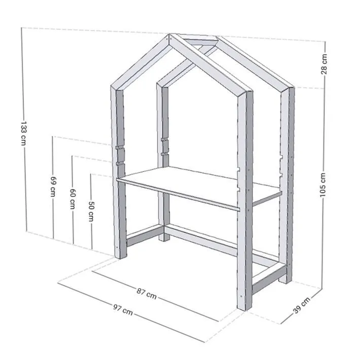 Bureau enfant cabane STOLLY bois naturel-2