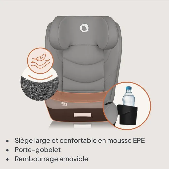 Siège-auto 100-150cm LIONELO Neal i-Size - ISOFIX - Porte-gobelet - Assise large - Inclinable - Groupe 2/3 - Gris-4