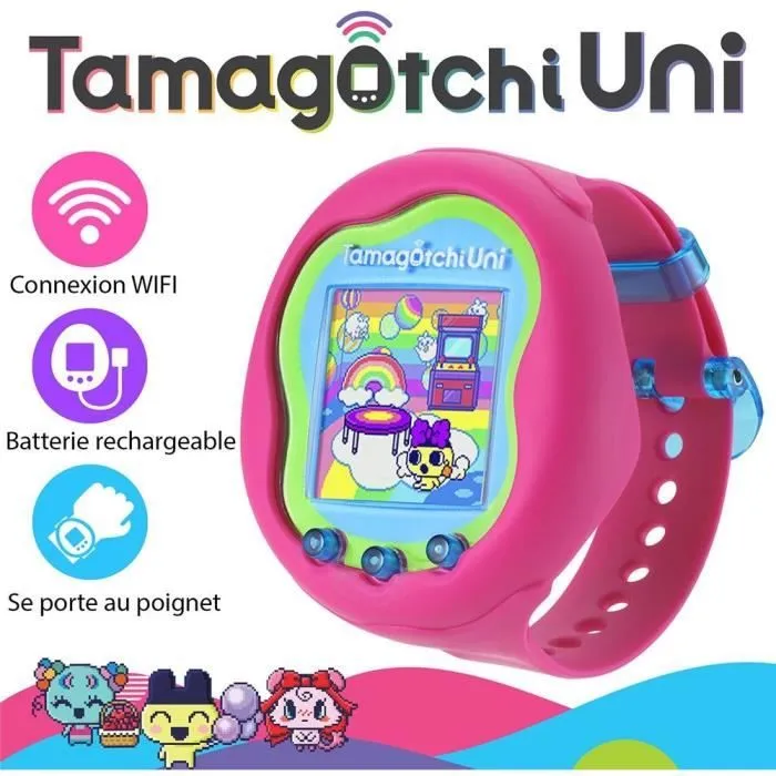 Tamagotchi Uni - Bandai - Modèle Rose - Animal de compagnie virtuel connecté avec bracelet montre-6